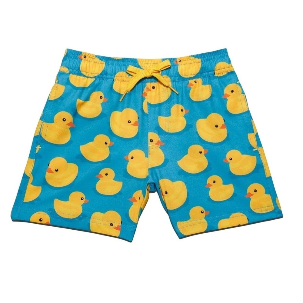 New Blue Rubber Ducky Print Swim Trunks Elastic Waist Golf Shorts Pocket-4XL